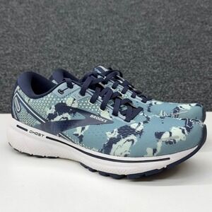 Brooks Ghost 14 Running Shoes Womens Size 9 Blue Navy Camo Sneakers 1203561B465